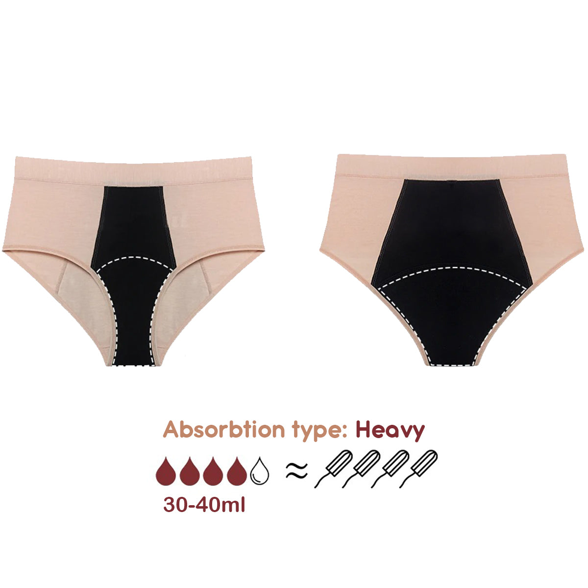 High-Waist Leak-Proof Period Panties/Briefs for Heavy Flow