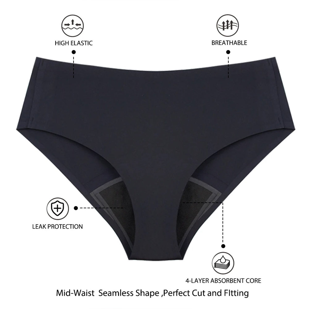 Ultra Thin Seamless Leak-Proof Period Panties/Hipsters for Light/Medium Flow