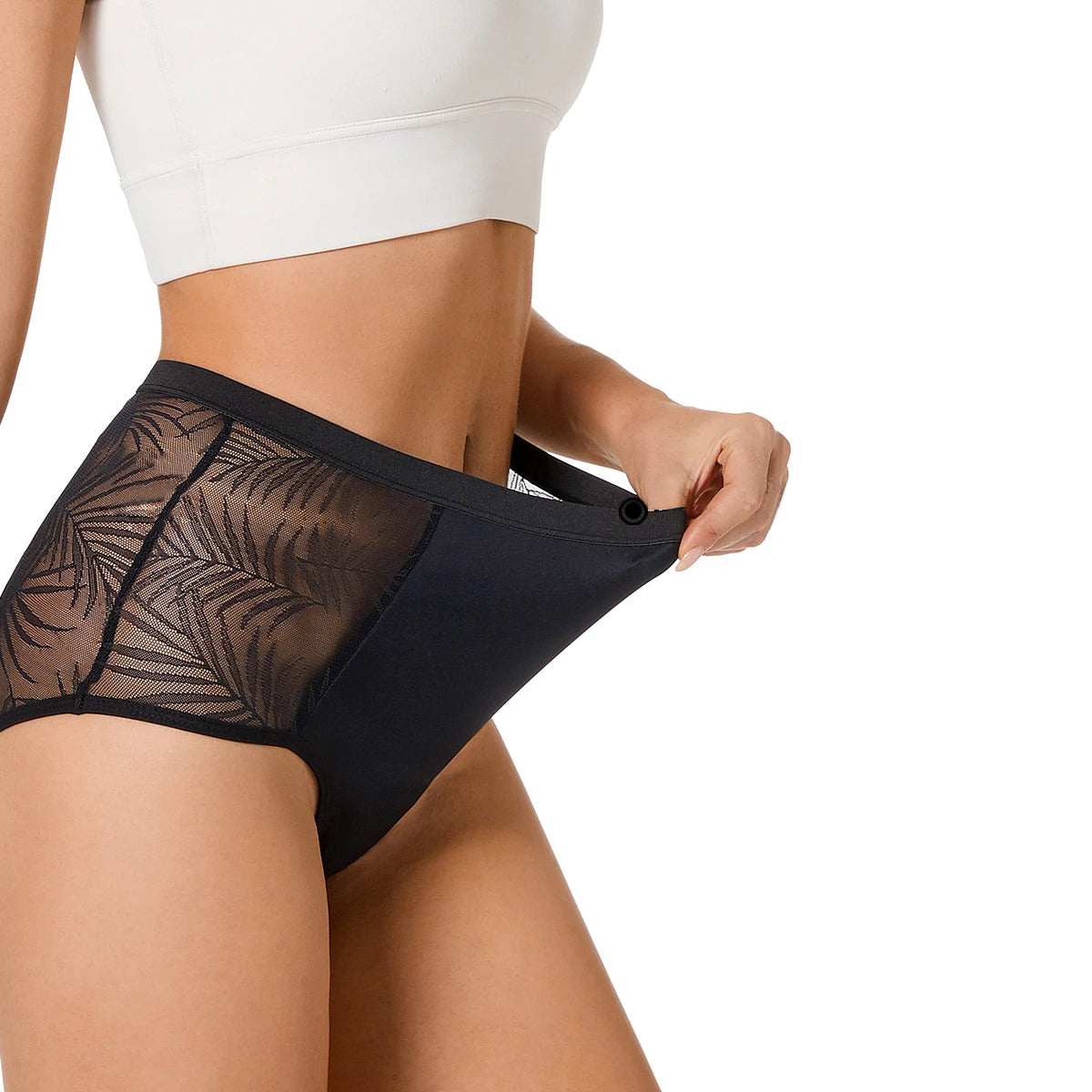 Floral Mesh High Waist Leak-Proof Period Panties/Briefs